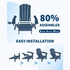 Folding Adirondack Patio Chair | Weather Resistant HDPE, 380 lbs Capacity | Collapsible & Durable with Wood Grain Texture | Ideal for Deck, Lawn