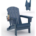 Folding Adirondack Patio Chair | Weather Resistant HDPE, 380 lbs Capacity | Collapsible & Durable with Wood Grain Texture | Ideal for Deck, Lawn