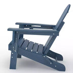 Folding Adirondack Patio Chair | Weather Resistant HDPE, 380 lbs Capacity | Collapsible & Durable with Wood Grain Texture | Ideal for Deck, Lawn