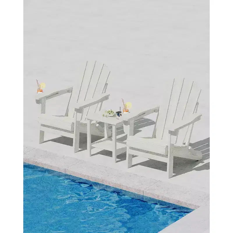 Folding Adirondack Patio Chair | Weather Resistant HDPE, 380 lbs Capacity | Collapsible & Durable with Wood Grain Texture | Ideal for Deck, Lawn