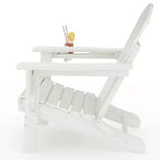 Folding Adirondack Patio Chair | Weather Resistant HDPE, 380 lbs Capacity | Collapsible & Durable with Wood Grain Texture | Ideal for Deck, Lawn