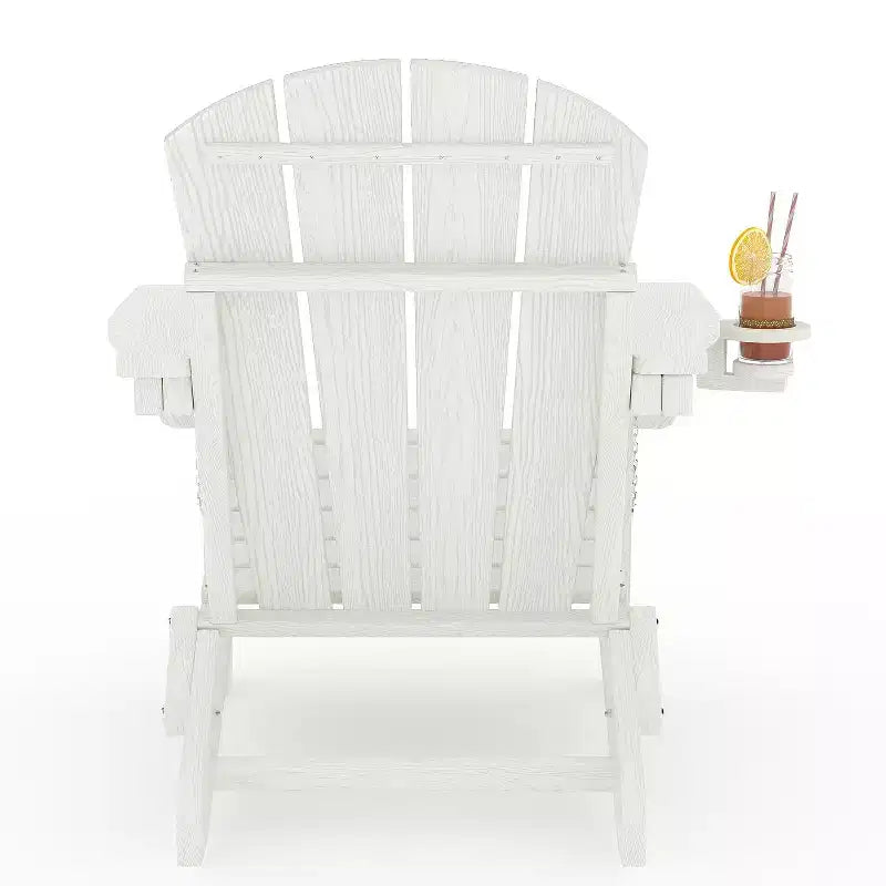 Folding Adirondack Patio Chair | Weather Resistant HDPE, 380 lbs Capacity | Collapsible & Durable with Wood Grain Texture | Ideal for Deck, Lawn
