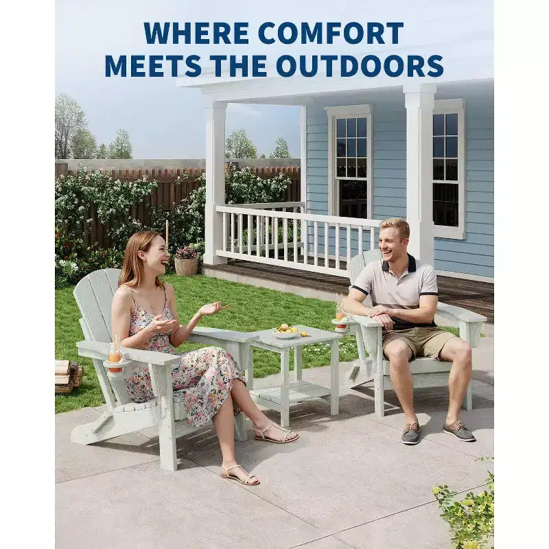Folding Adirondack Patio Chair | Weather Resistant HDPE, 380 lbs Capacity | Collapsible & Durable with Wood Grain Texture | Ideal for Deck, Lawn
