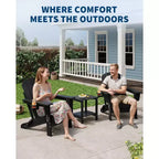 Folding Adirondack Patio Chair | Weather Resistant HDPE, 380 lbs Capacity | Collapsible & Durable with Wood Grain Texture | Ideal for Deck, Lawn
