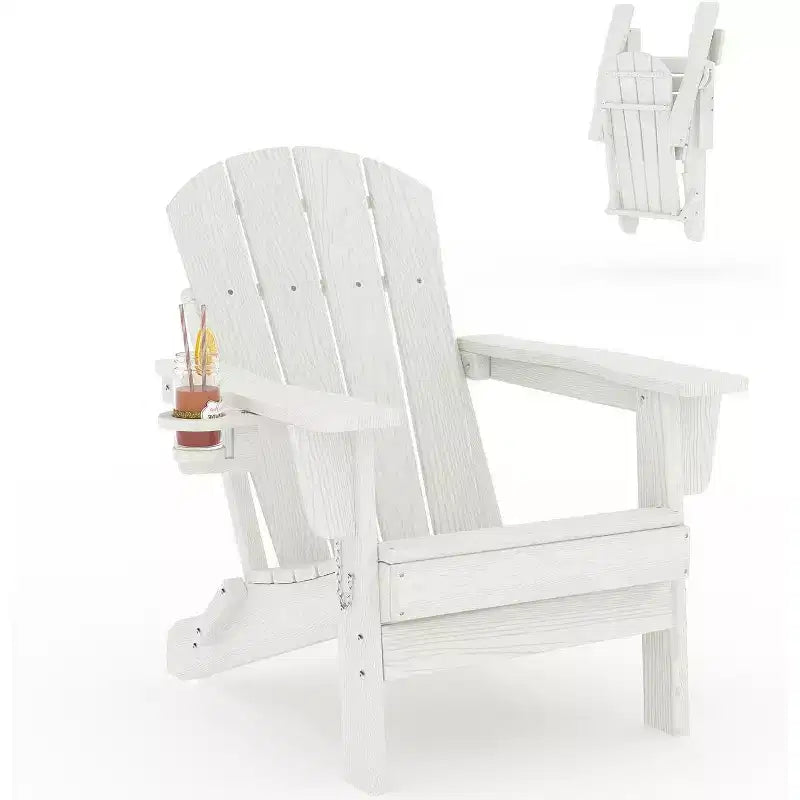 Sedia Adirondack Pieghevole da Esterno | HDPE Resistente alle Intemperie, Portata 172 kg | Richiudibile e Durevole con Finitura Effetto Legno | Ideale per Terrazzo, Giardino