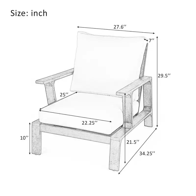 Patio Accent Chair 27.6 Wood Chair Outdoor Lounge Chair for Patios,Gardens