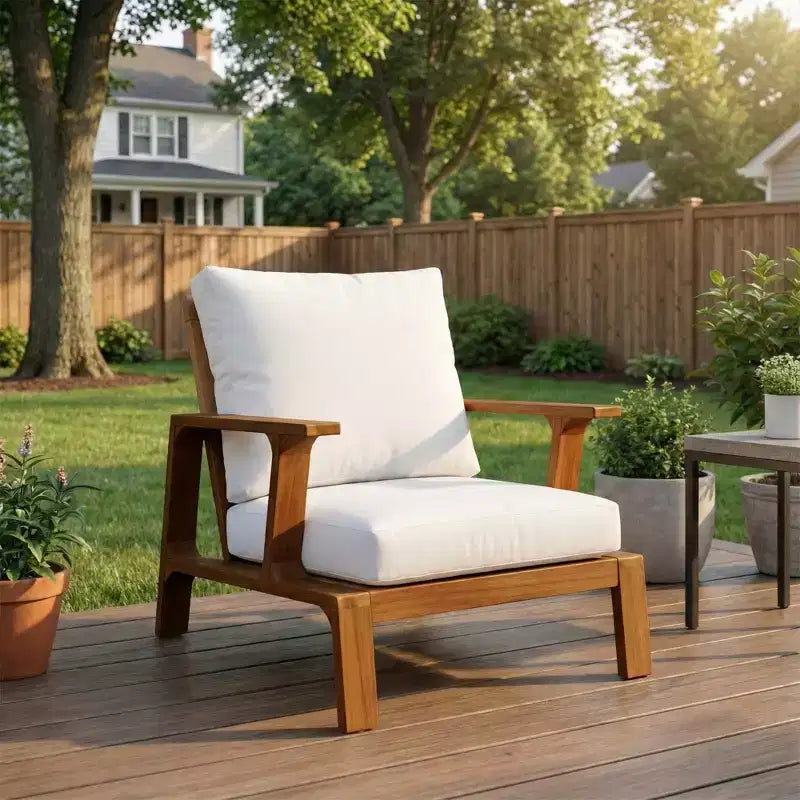 Patio Accent Chair 27.6 Wood Chair Outdoor Lounge Chair for Patios,Gardens