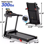 Treadmills on Sale,Compact Walking Treadmill with Manual Incline, 3.25HP Foldable Home Cardio Machine, Bluetooth Speakers, 300 lb Capacity