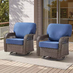 GDFStudio Tamqrah Outdoor Wicker Swivel Glider Chair with Cushions (Set of 2)