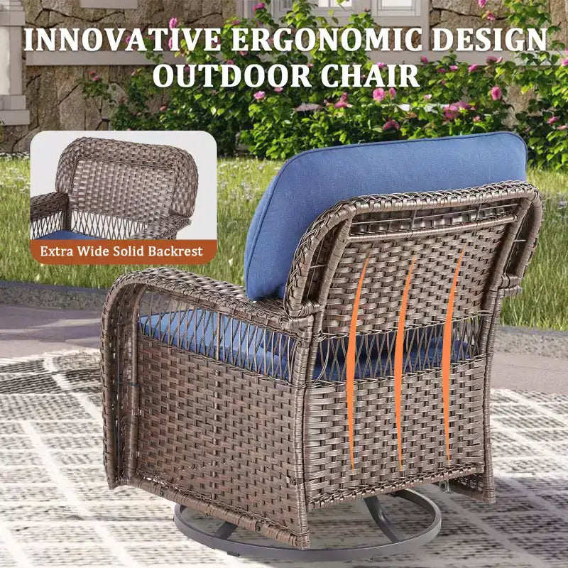 GDFStudio Tamqrah Outdoor Wicker Swivel Glider Chair with Cushions (Set of 2)