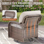GDFStudio Tamqrah Outdoor Wicker Swivel Glider Chair with Cushions (Set of 2)