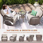 GDFStudio Tamqrah Outdoor Wicker Swivel Glider Chair with Cushions (Set of 2)