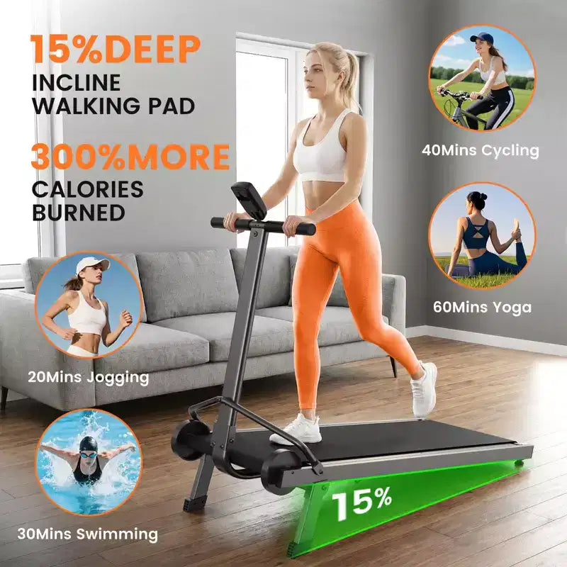 Tapis Roulant Sailvan Walking Pad, Tapis Roulant Manuale Pieghevole con Manubrio Inclinabile, Tapis Roulant Compatto per Fitness da Casa Capacità 227 kg