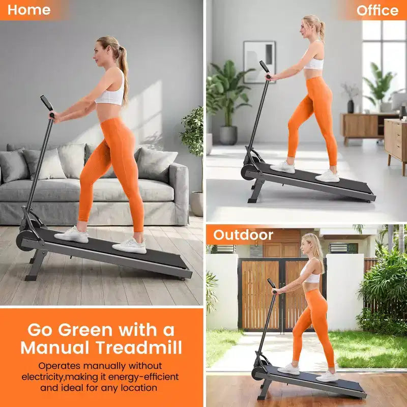 Tapis Roulant Sailvan Walking Pad, Tapis Roulant Manuale Pieghevole con Manubrio Inclinabile, Tapis Roulant Compatto per Fitness da Casa Capacità 227 kg