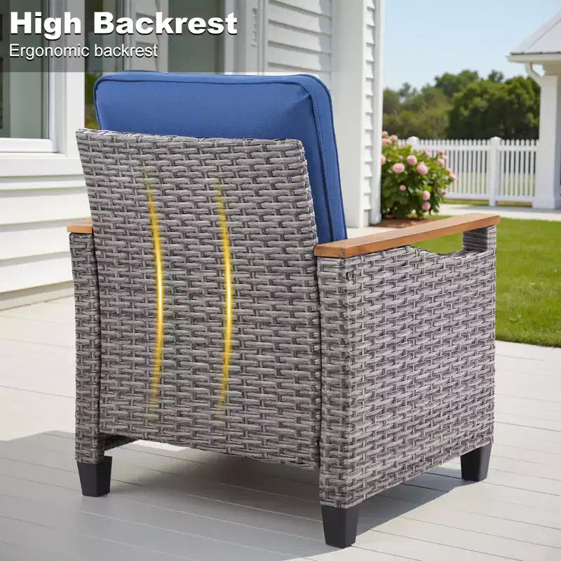 GDFStudio Halcyon Outdoor Wicker and Steel Club Chair with Cushions (Set of 2)