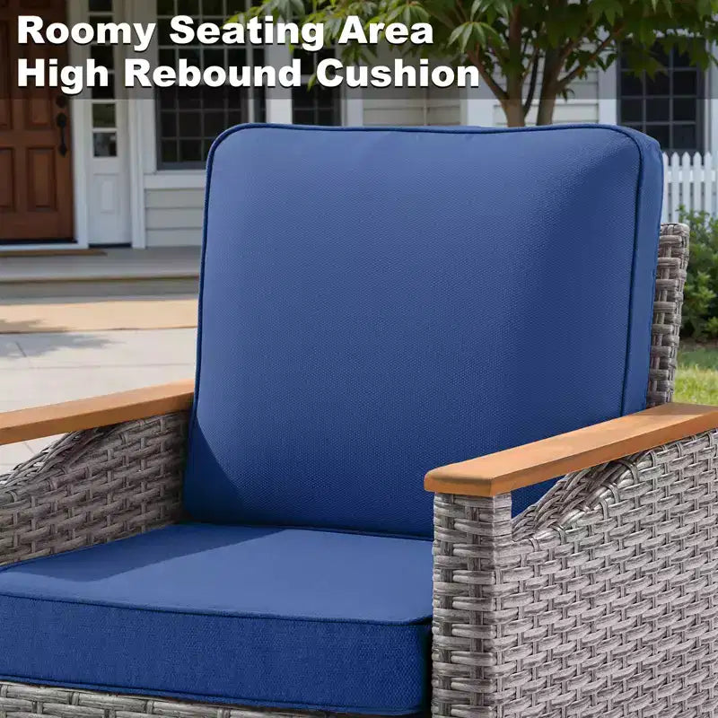 GDFStudio Halcyon Outdoor Wicker and Steel Club Chair with Cushions (Set of 2)