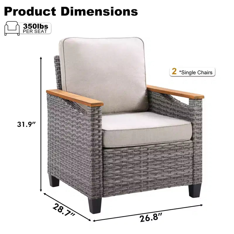 GDFStudio Halcyon Outdoor Wicker and Steel Club Chair with Cushions (Set of 2)