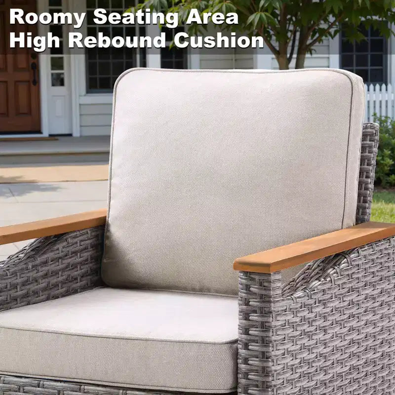 GDFStudio Halcyon Outdoor Wicker and Steel Club Chair with Cushions (Set of 2)