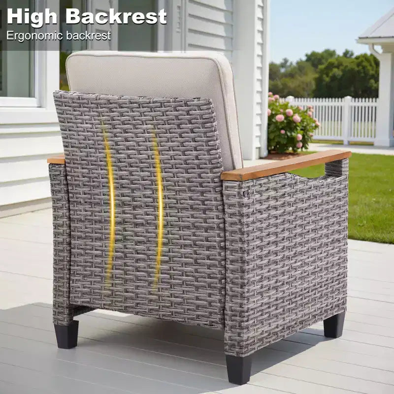 GDFStudio Halcyon Outdoor Wicker and Steel Club Chair with Cushions (Set of 2)