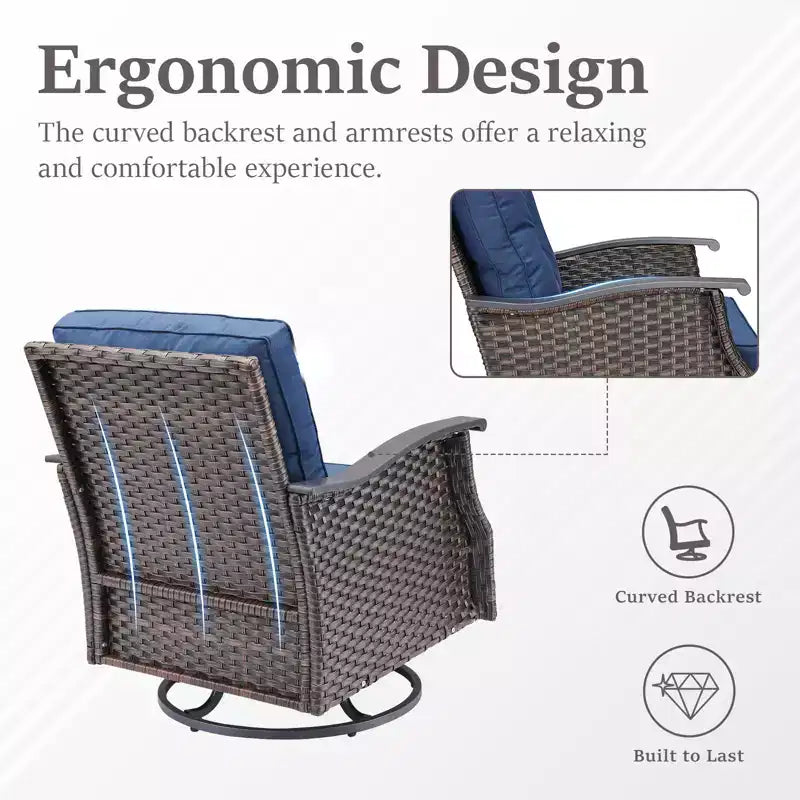 GDFStudio Ashbourne Outdoor Swivel Glider Chair Set with Cushions (Set of 2)