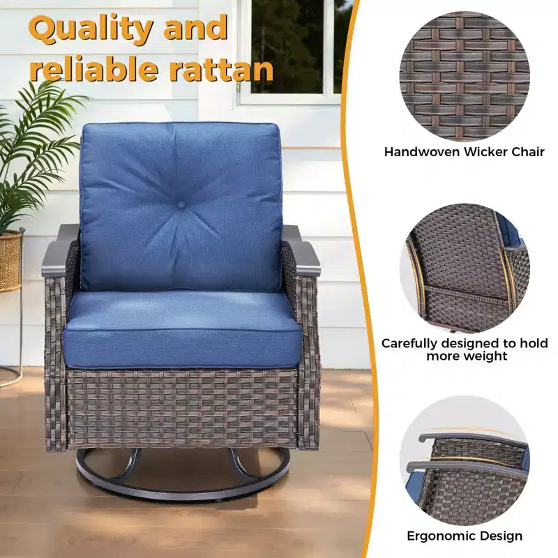 GDFStudio Ashbourne Outdoor Swivel Glider Chair Set with Cushions (Set of 2)