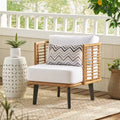 Outdoor Accent Chair Patio Club Chair Rattan Armchair with Weather-resistant Cushions, Brown - ModernLuxe