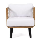 Outdoor Accent Chair Patio Club Chair Rattan Armchair with Weather-resistant Cushions, Brown - ModernLuxe
