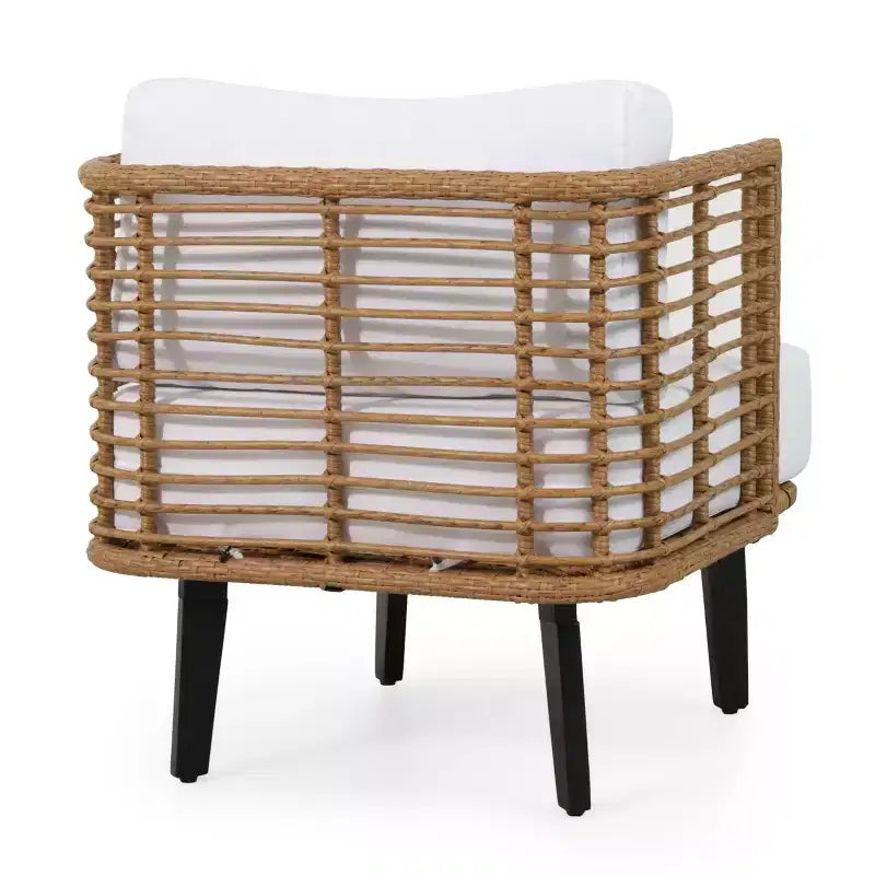 Outdoor Accent Chair Patio Club Chair Rattan Armchair with Weather-resistant Cushions, Brown - ModernLuxe