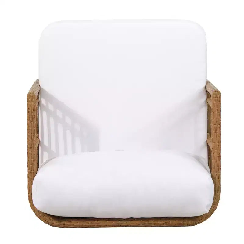 Outdoor Accent Chair Patio Club Chair Rattan Armchair with Weather-resistant Cushions, Brown - ModernLuxe
