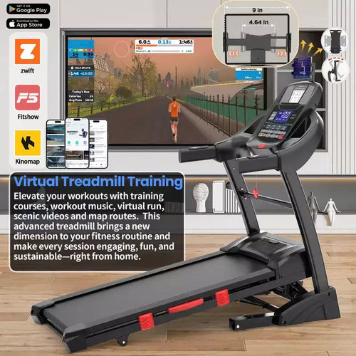 Tapis roulant pieghevole da 5 CV per casa con inclinazione automatica del 20% e 19 km/h, capacità 180 kg, tapis roulant portatile, allenamento personalizzato con APP, tapis roulant per camminata e corsa