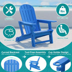 Celebalcony Adirondack Chairs Set with Removable Tabletop & Umbrella Hole, All-Weather HDPE Plastic Outdoor Chairs for Patio Pool
