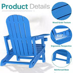 Celebalcony Adirondack Chairs Set with Removable Tabletop & Umbrella Hole, All-Weather HDPE Plastic Outdoor Chairs for Patio Pool