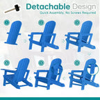 Celebalcony Adirondack Chairs Set with Removable Tabletop & Umbrella Hole, All-Weather HDPE Plastic Outdoor Chairs for Patio Pool