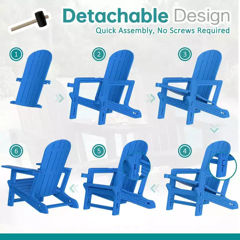 Celebalcony Adirondack Chairs Set with Removable Tabletop & Umbrella Hole, All-Weather HDPE Plastic Outdoor Chairs for Patio Pool