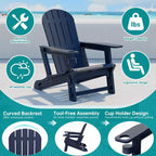 Celebalcony Adirondack Chairs Set with Removable Tabletop & Umbrella Hole, All-Weather HDPE Plastic Outdoor Chairs for Patio Pool