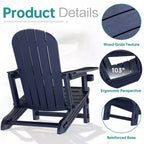 Celebalcony Adirondack Chairs Set with Removable Tabletop & Umbrella Hole, All-Weather HDPE Plastic Outdoor Chairs for Patio Pool