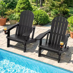 Celebalcony Adirondack Chairs Set with Removable Tabletop & Umbrella Hole, All-Weather HDPE Plastic Outdoor Chairs for Patio Pool