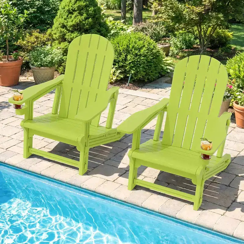 Celebalcony Adirondack Chairs Set with Removable Tabletop & Umbrella Hole, All-Weather HDPE Plastic Outdoor Chairs for Patio Pool