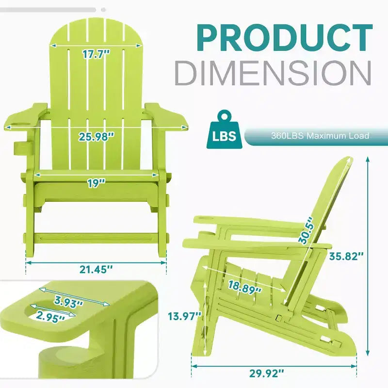 Celebalcony Adirondack Chairs Set with Removable Tabletop & Umbrella Hole, All-Weather HDPE Plastic Outdoor Chairs for Patio Pool