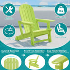 Celebalcony Adirondack Chairs Set with Removable Tabletop & Umbrella Hole, All-Weather HDPE Plastic Outdoor Chairs for Patio Pool