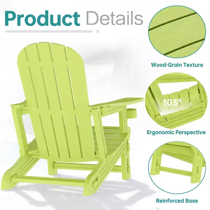 Celebalcony Adirondack Chairs Set with Removable Tabletop & Umbrella Hole, All-Weather HDPE Plastic Outdoor Chairs for Patio Pool
