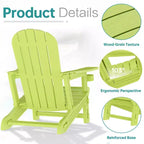 Celebalcony Adirondack Chairs Set with Removable Tabletop & Umbrella Hole, All-Weather HDPE Plastic Outdoor Chairs for Patio Pool