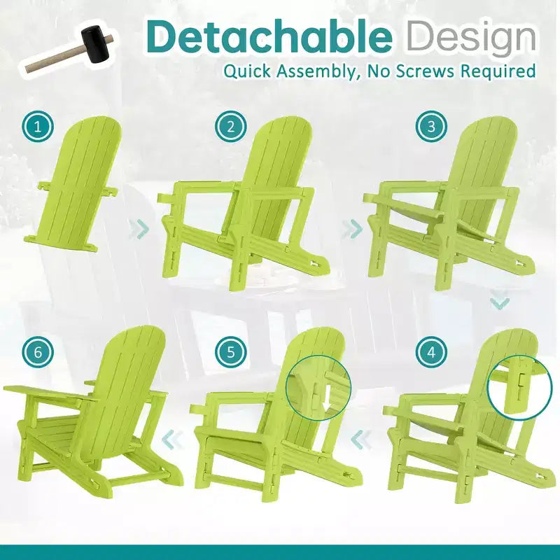 Celebalcony Adirondack Chairs Set with Removable Tabletop & Umbrella Hole, All-Weather HDPE Plastic Outdoor Chairs for Patio Pool