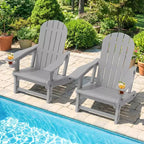 Celebalcony Adirondack Chairs Set with Removable Tabletop & Umbrella Hole, All-Weather HDPE Plastic Outdoor Chairs for Patio Pool