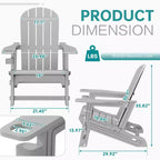 Celebalcony Adirondack Chairs Set with Removable Tabletop & Umbrella Hole, All-Weather HDPE Plastic Outdoor Chairs for Patio Pool