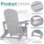 Celebalcony Adirondack Chairs Set with Removable Tabletop & Umbrella Hole, All-Weather HDPE Plastic Outdoor Chairs for Patio Pool