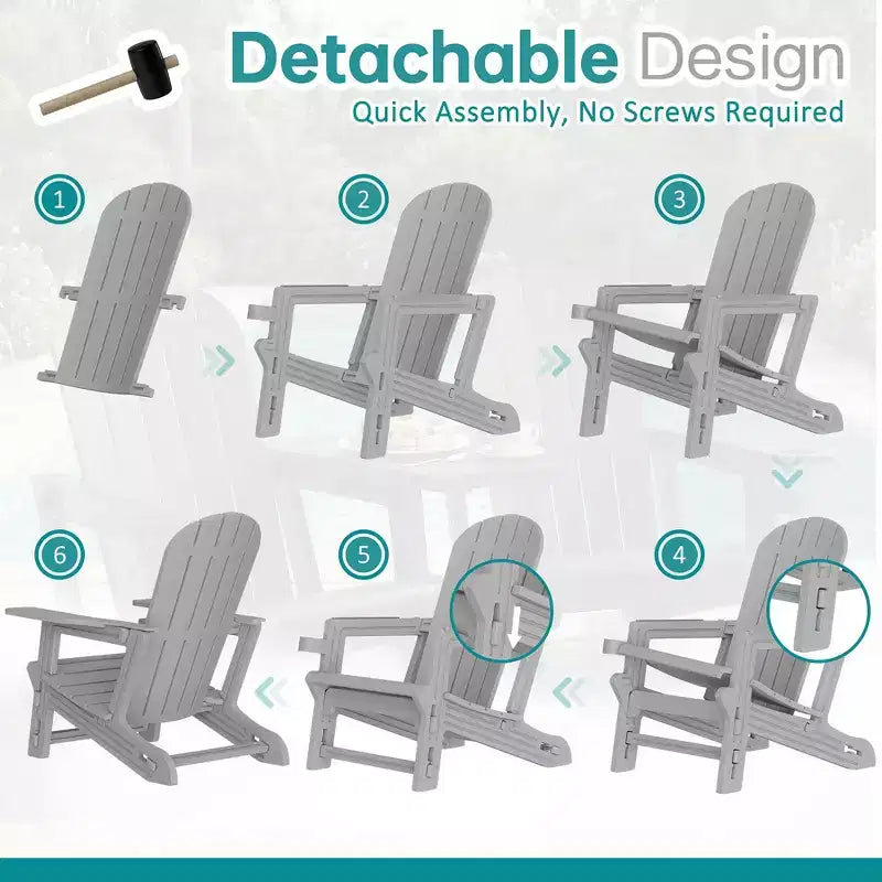 Celebalcony Adirondack Chairs Set with Removable Tabletop & Umbrella Hole, All-Weather HDPE Plastic Outdoor Chairs for Patio Pool
