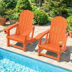 Celebalcony Adirondack Chairs Set with Removable Tabletop & Umbrella Hole, All-Weather HDPE Plastic Outdoor Chairs for Patio Pool
