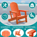 Celebalcony Adirondack Chairs Set with Removable Tabletop & Umbrella Hole, All-Weather HDPE Plastic Outdoor Chairs for Patio Pool