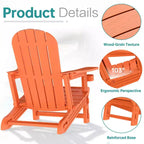 Celebalcony Adirondack Chairs Set with Removable Tabletop & Umbrella Hole, All-Weather HDPE Plastic Outdoor Chairs for Patio Pool